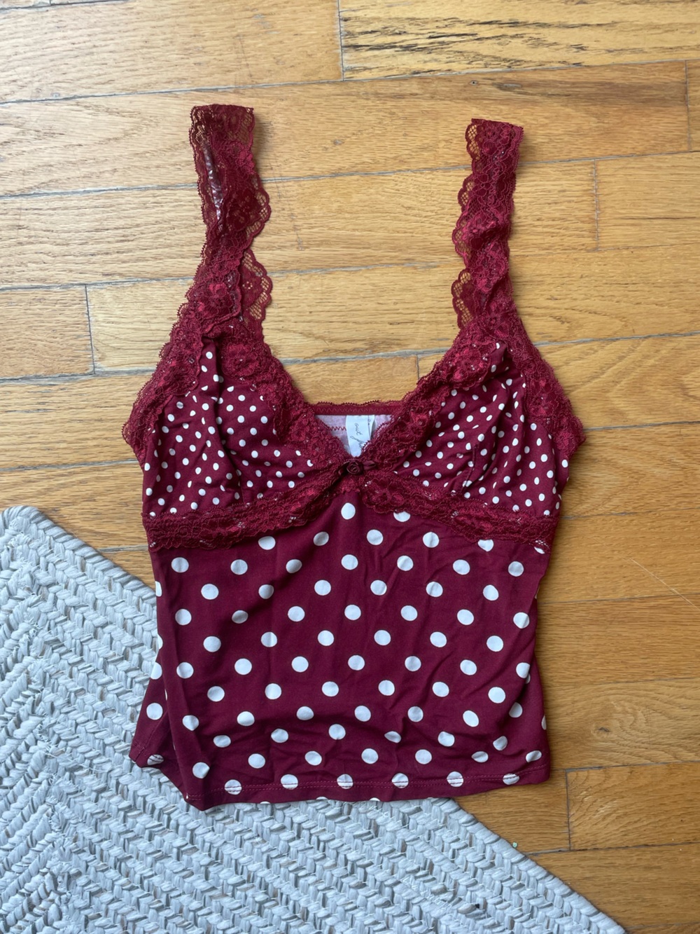 Burgundy Polka Dot Lace Cami